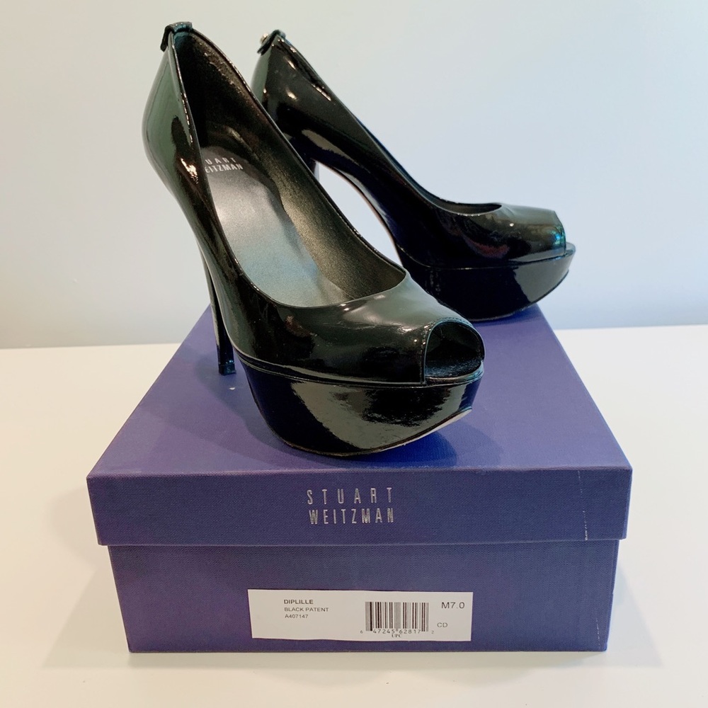 Stuart Weitzman Diplille Peep Toe Patent Leather - image 3